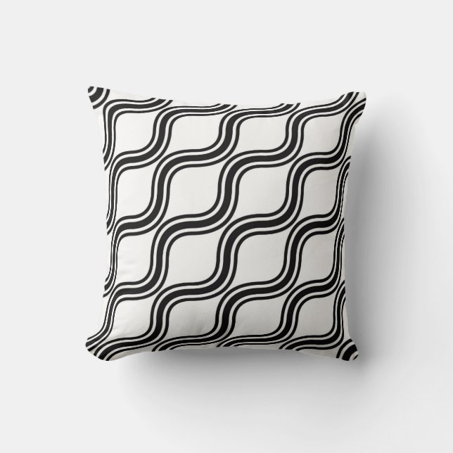 coussin lignes noires diagonales (Recto)