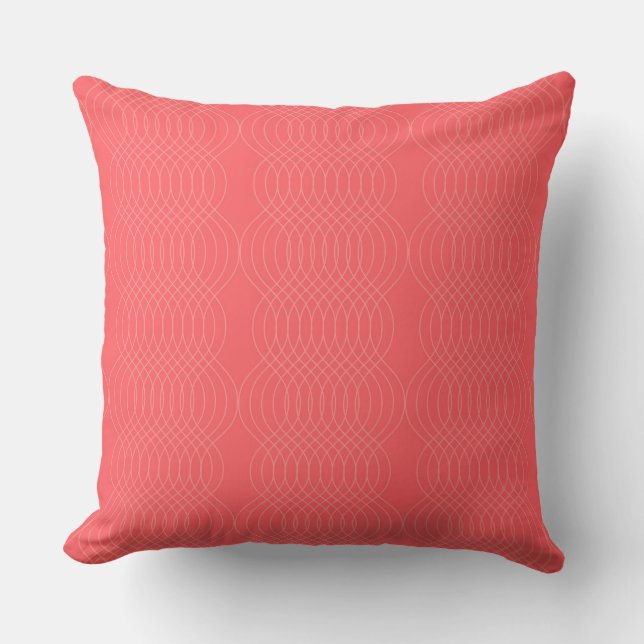 Coussin Lignes ondulées élégantes, simples, rouges, modern (Recto)