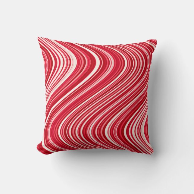 Coussin Lignes ondulées en rouge et blanc (Recto)