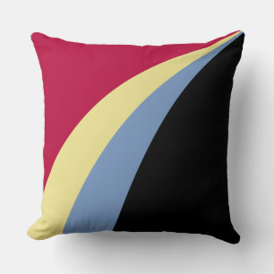 Coussin Lignes ondulées noires, bleues, jaunes et rouges