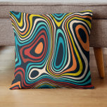 Coussin Lignes ondulées super colorées du milieu du siècle<br><div class="desc">Des lignes modernes et ondulées colorées du milieu du siècle et des formes organiques motif avec un arrière - plan brun - super design coussin rétro.</div>