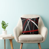 Coussin Lignes rouges de Criss et blanches croisées sur (Chaise)