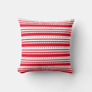 Coussin Lignes rouges et points géométriques