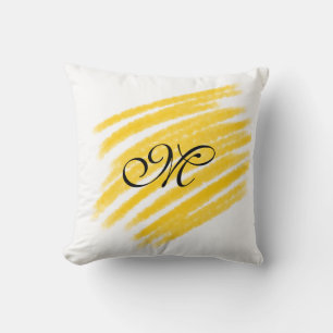 Coussin lignes simples d'aquarelle jaune ajoutez votre mon