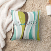 Coussin Lignes sinueuses concepteur olive turquoise (Couverture)