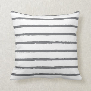 Coussin Lignes texturisées blanc gris de rayures d'ardoise