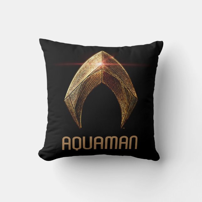 Coussin Ligue de Justice | Symbole d'aquaman métallique (Recto)