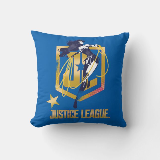 Coussin Ligue de Justice | Wonder Woman JL Logo Pop Art (Recto)