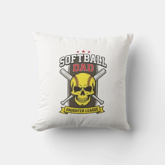 Coussin Ligue de softball père fille design vectoriel vint (Recto)