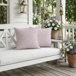 Coussin Lila Violet et Blanc Motif à la Grecque