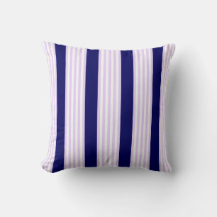 Coussin Lilac et rayures blanches motif avec bleu marine