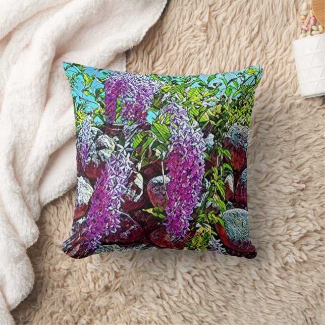 Coussin Lilac flowers blooming garden (Couverture)