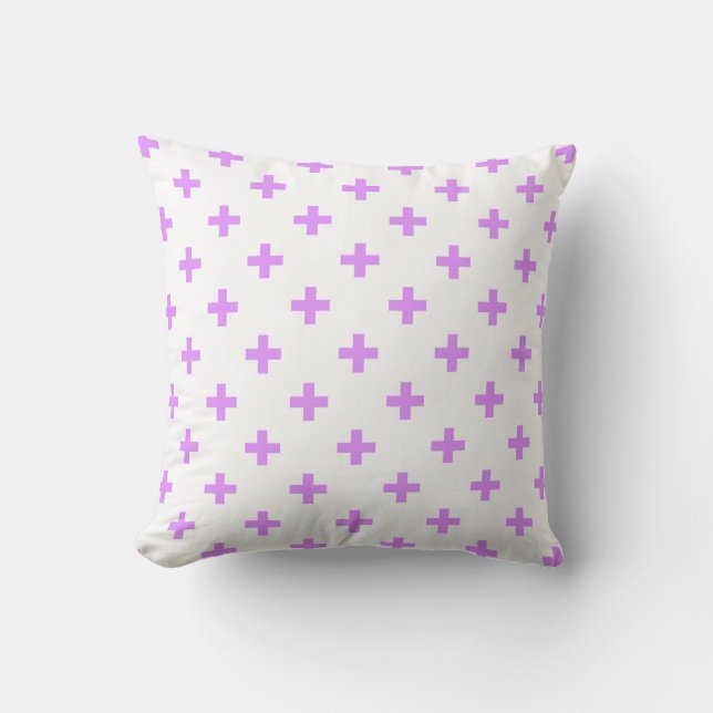 Coussin Lilac polka croise sur blanc (Recto)
