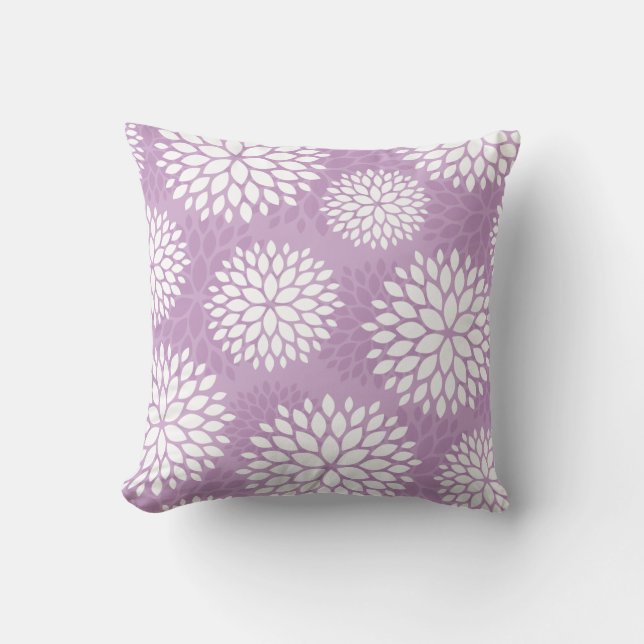 Coussin Lilac Purple Fleurs Modernes (Recto)