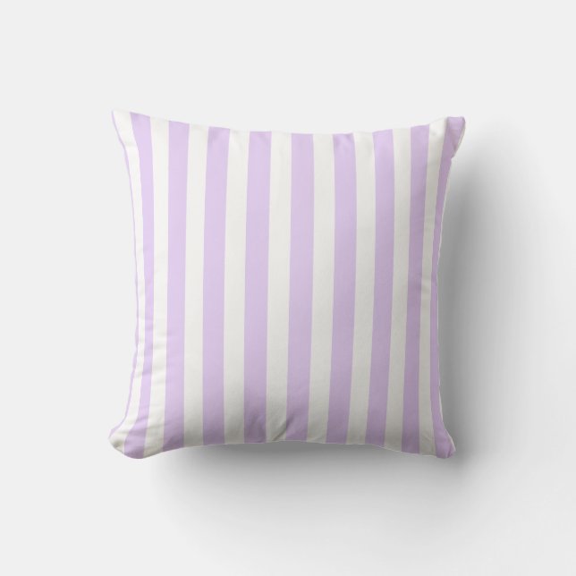 Coussin Lilac violet et blanc bonbons rayures (Recto)