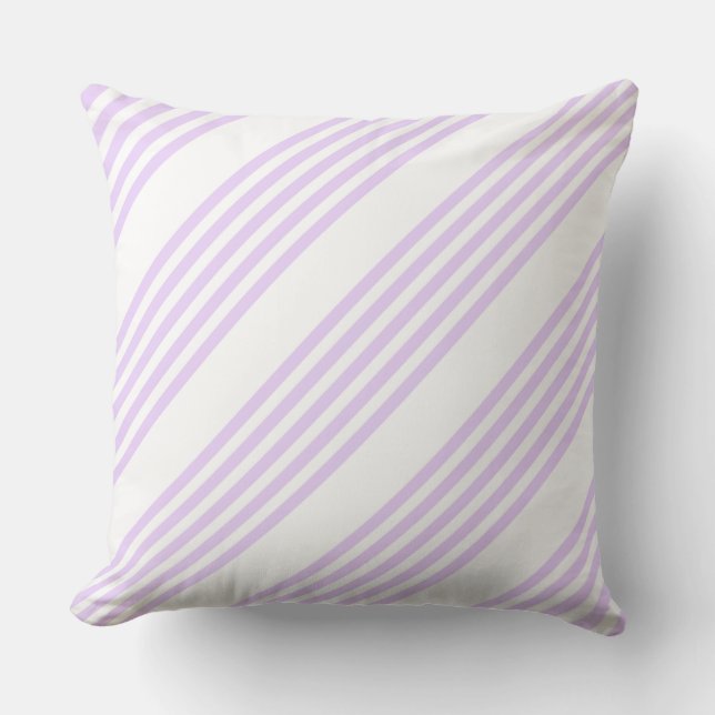 Coussin Lilac violet et blanc cinq bandes motif (Recto)
