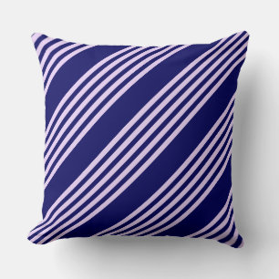 Coussin Lilac violet et bleu marine cinq bandes motif
