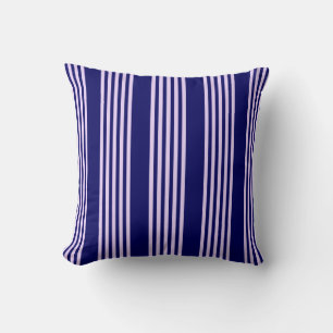 Coussin Lilac violet et bleu marine cinq bandes motif