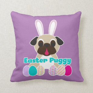 Coussin lilas de lapin de carlin de Pâques Puggy