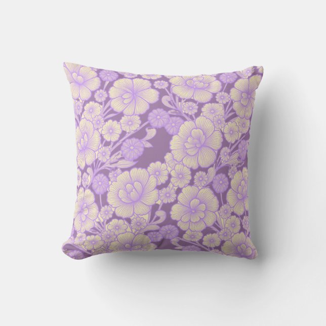 Coussin Lilas 💜 Floral Baroque (Recto)