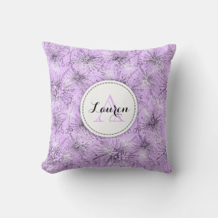 Coussin lilas floral de cerise de brosse