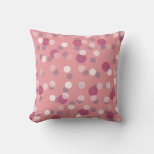 Coussin Lilas, rose tulipe et pois roses