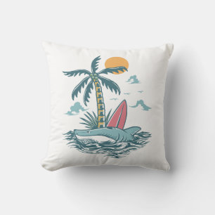 Coussin L'île de surf des requins sauvages