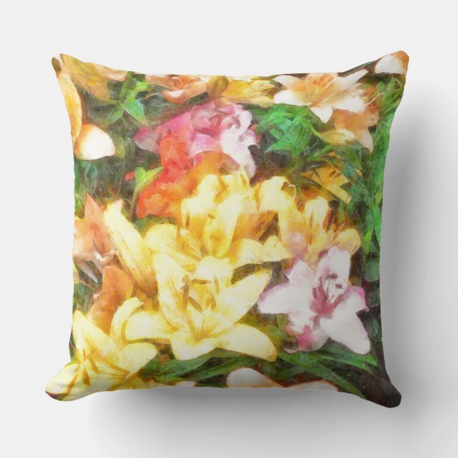 Coussin Lilies Love and Light Watercolor (Recto)