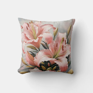Coussin Lilies roses vintage