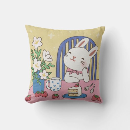 Coussin L'illustration du Tea Time de Bunny (Recto)
