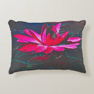 Coussin Lily d'eau rose chaud avec des pots design