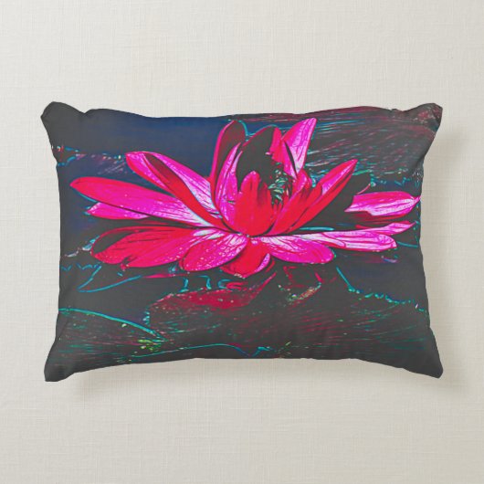 Coussin Lily d'eau rose chaud avec des pots design (Devant)