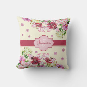 Coussin Lily & Peony Floral jaune