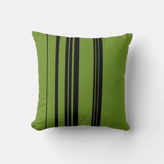 Coussin Lime, Black Vintage Stripes Art Design Abstrait (Recto)