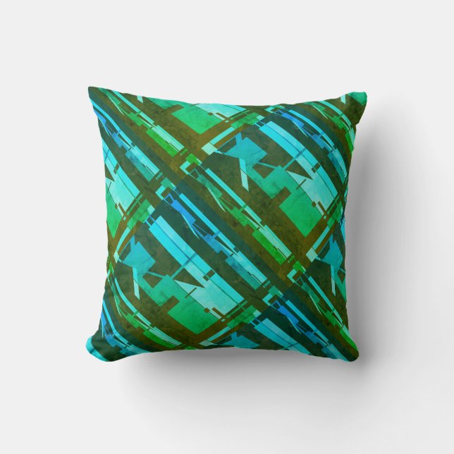 Coussin Lime Green Aqua Diagonal Brown Sud-Ouest Look (Recto)