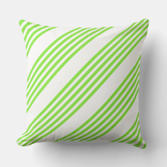 Coussin Lime vert et blanc cinq bandes motif (Recto)