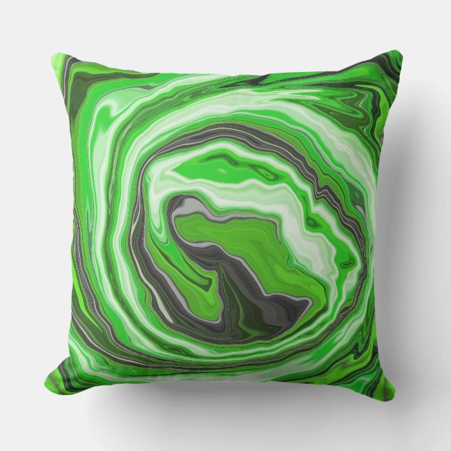 Coussin Lime vert et marbre noir comme des flûtes Fluid Ar (Recto)