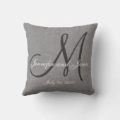 Coussin Lin blanc gris Monogramme Mariage Keepsaké (Verso)