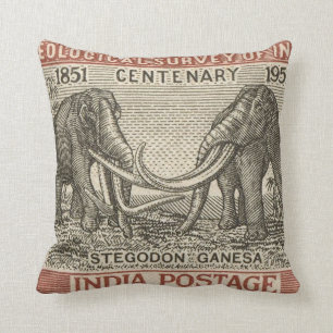 Coussin L'Inde Vintage au timbre