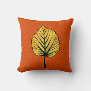 Coussin Linden Fall Leaf Art En Jaune Et Vibrant Orange