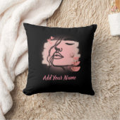 Coussin Line art Face Throw Pillow (Couverture)