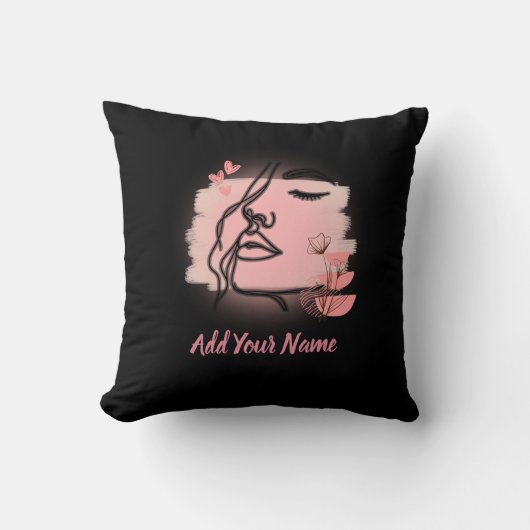 Coussin Line art Face Throw Pillow (Recto)