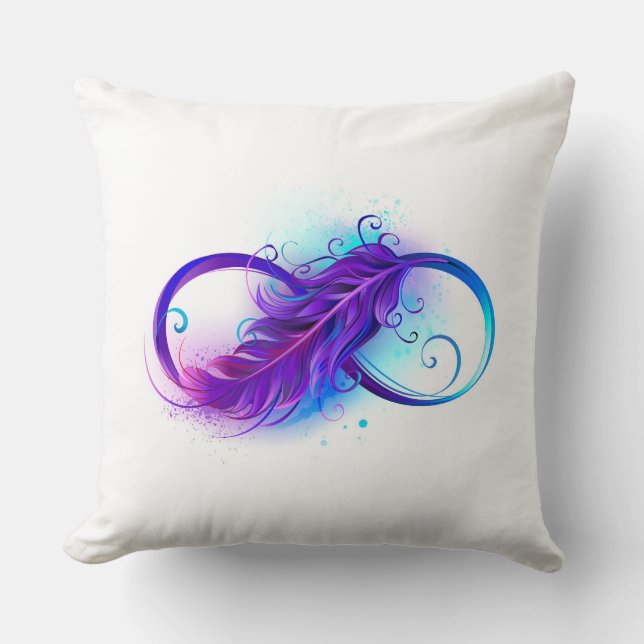 Coussin L'infini avec plume violette (Recto)