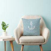 Coussin Linge bleu clair et Ancre de bateau blanc (Chaise)
