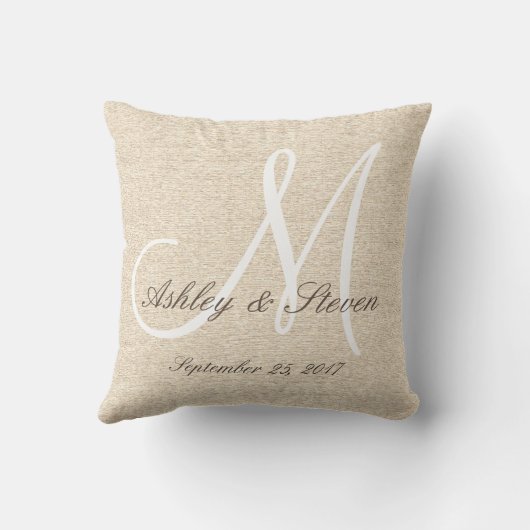 Coussin Linge de chêne rustique Look avec Monogramme blanc (Verso)