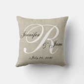 Coussin Linge de lit en beige Monogramme Nouveau Mariage K (Verso)