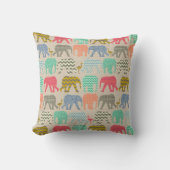 Coussin linge de maison éléphants et flamants (Recto)