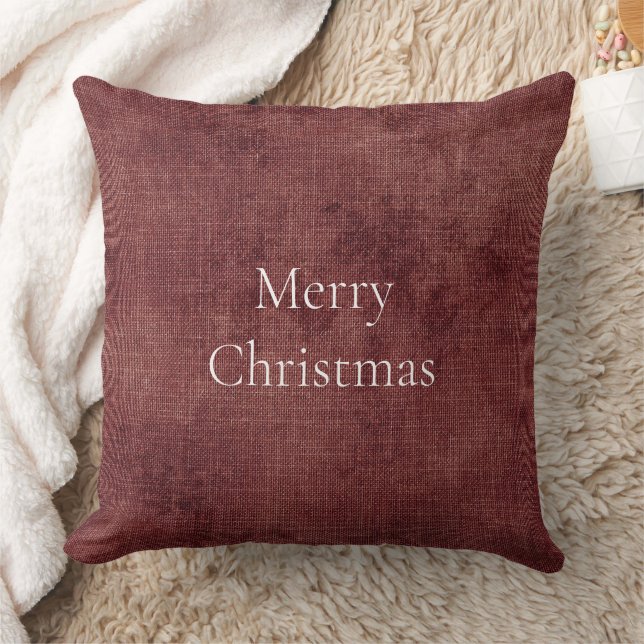 Coussin Linge de maison en Faux rouge profond (look lin) (Couverture)