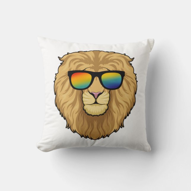 Coussin Lion avec lunettes de soleil (Recto)