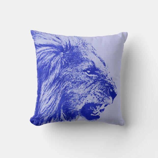 Coussin Lion bleu (Recto)